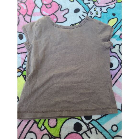 Kids Size XS Girls Cute Y2K Brown Pink Hearts Vintage Fashion Style Shirt Youth - Picture 4 of 5